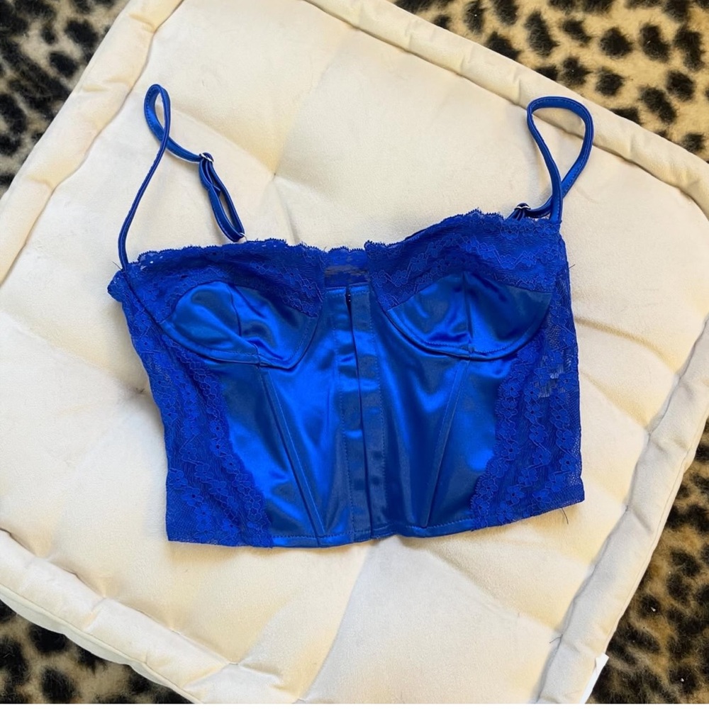 Blue Lace Crop Top Corset